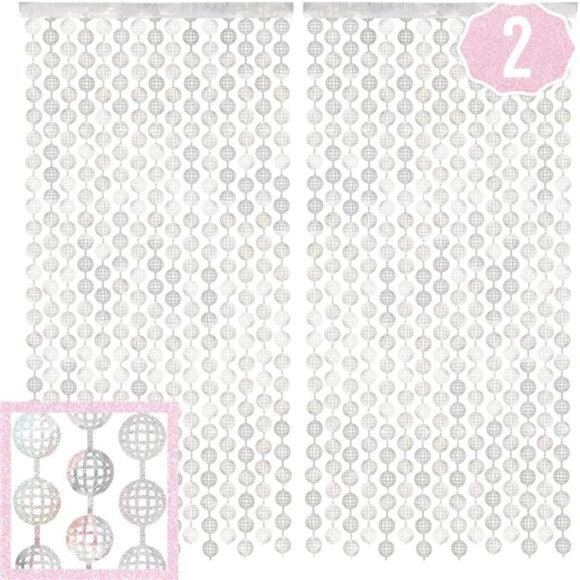 Disco ball foil curtain party backdrop bachelorette birthday wedding New Years E - Picture 1 of 4
